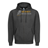Charcoal Heather us navy seabees we build, we fight us navy sweatshirt Zipper Hoodie - linhVisuals