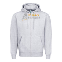 Heather Grey us navy seabees we build, we fight us navy sweatshirt Zipper Hoodie - linhVisuals