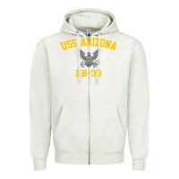 Oatmeal Heather uss arizona bb 39 battleship t shirt Zipper Hoodie - linhVisuals