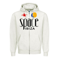 Oatmeal Heather Space Ibiza Zipper Hoodie - linhVisuals