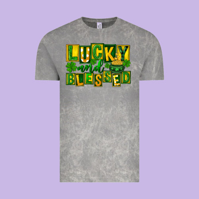St Patricks Day Lucky And Blessed Vintage Tee Designed By Fadigitalartstudio