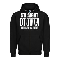 Black Straight Outta The First 164 Pages Zipper Hoodie - linhVisuals