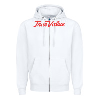 White True Value Merchandise Zipper Hoodie - linhVisuals