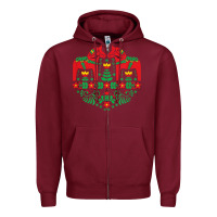 Burgundy swedish dala horse folk art t shirt Zipper Hoodie - linhVisuals