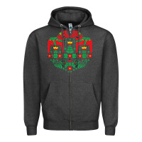 Charcoal Heather swedish dala horse folk art t shirt Zipper Hoodie - linhVisuals