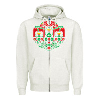 Oatmeal Heather swedish dala horse folk art t shirt Zipper Hoodie - linhVisuals