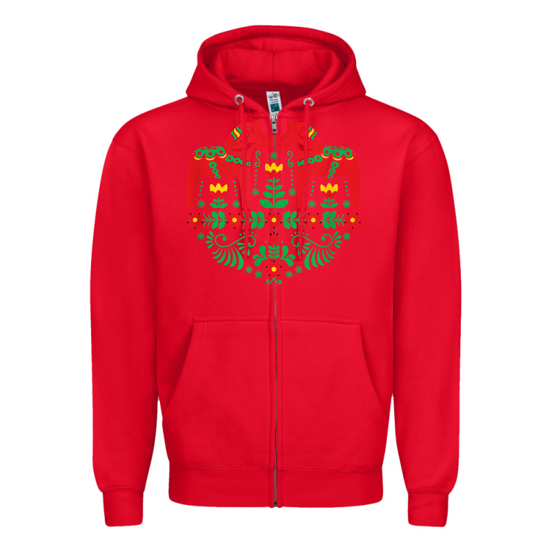 Swedish Dala Horse Folk Art T Shirt Zipper Hoodie by linhVisuals | Teevron