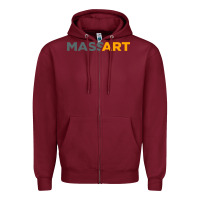 Burgundy Massachusetts College of Art and Design Zipper Hoodie - linhVisuals