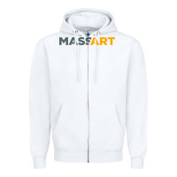 White Massachusetts College of Art and Design Zipper Hoodie - linhVisuals