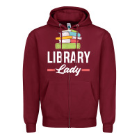 Burgundy womens funny library lady librarian library assistant t shirt Zipper Hoodie - linhVisuals
