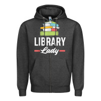 Charcoal Heather womens funny library lady librarian library assistant t shirt Zipper Hoodie - linhVisuals