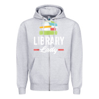 Heather Grey womens funny library lady librarian library assistant t shirt Zipper Hoodie - linhVisuals