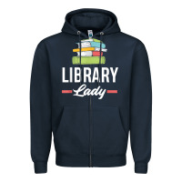 Navy womens funny library lady librarian library assistant t shirt Zipper Hoodie - linhVisuals