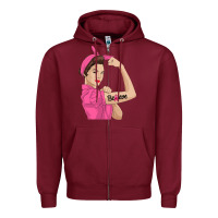Burgundy believe cancer awareness women gift Zipper Hoodie - linhVisuals