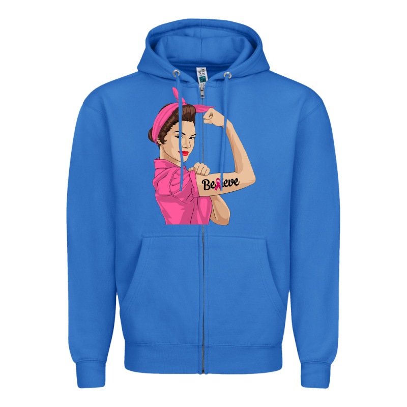 Believe Cancer Awareness Women Gift Zipper Hoodie by linhVisuals | Teevron