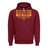 Burgundy caution new student driver funny Zipper Hoodie - linhVisuals