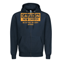 Navy caution new student driver funny Zipper Hoodie - linhVisuals