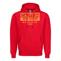 Red caution new student driver funny Zipper Hoodie - linhVisuals