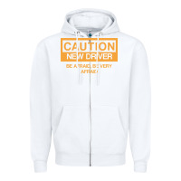 White caution new student driver funny Zipper Hoodie - linhVisuals