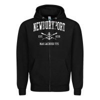 Black newburyport ma vintage crossed oars & boat anchor sports t shirt Zipper Hoodie - linhVisuals