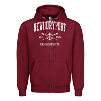 Burgundy newburyport ma vintage crossed oars & boat anchor sports t shirt Zipper Hoodie - linhVisuals