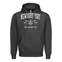 Charcoal Heather newburyport ma vintage crossed oars & boat anchor sports t shirt Zipper Hoodie - linhVisuals