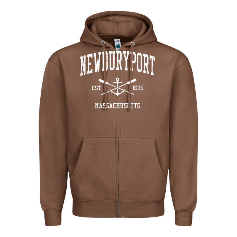 Newburyport Ma Vintage Crossed Oars & Boat Anchor Sports T Shirt Zipper Hoodie by linhVisuals | Teevron