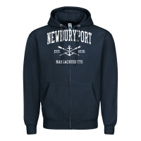 Navy newburyport ma vintage crossed oars & boat anchor sports t shirt Zipper Hoodie - linhVisuals