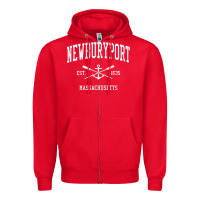 Red newburyport ma vintage crossed oars & boat anchor sports t shirt Zipper Hoodie - linhVisuals