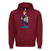 Burgundy hans frozen Zipper Hoodie - linhVisuals