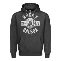 Charcoal Heather rocky boxing club Zipper Hoodie - linhVisuals