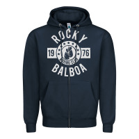Navy rocky boxing club Zipper Hoodie - linhVisuals