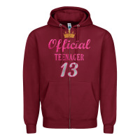 Burgundy official 13 teenager cute 13th birthday ideas for girls t shirt Zipper Hoodie - linhVisuals