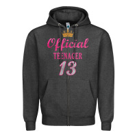 Charcoal Heather official 13 teenager cute 13th birthday ideas for girls t shirt Zipper Hoodie - linhVisuals