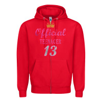 Red official 13 teenager cute 13th birthday ideas for girls t shirt Zipper Hoodie - linhVisuals
