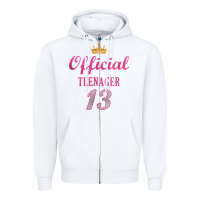 White official 13 teenager cute 13th birthday ideas for girls t shirt Zipper Hoodie - linhVisuals