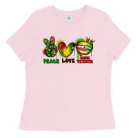 Bubblegum Pink Peace love Juneteenth Ladies Tee - FaDigitalArtStudio