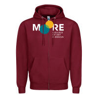 Burgundy Moore College of Art and Design Zipper Hoodie - linhVisuals