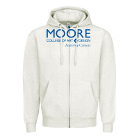 Oatmeal Heather Moore College of Art and Design Zipper Hoodie - linhVisuals