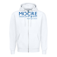 White Moore College of Art and Design Zipper Hoodie - linhVisuals