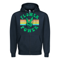 Navy womens flower power 420 thc pot weed medical marijuana funny weed v ne Zipper Hoodie - linhVisuals