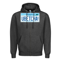 Charcoal Heather ubetcha (you betcha) minnesota license plate t shirt Zipper Hoodie - linhVisuals