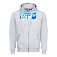 Heather Grey ubetcha (you betcha) minnesota license plate t shirt Zipper Hoodie - linhVisuals