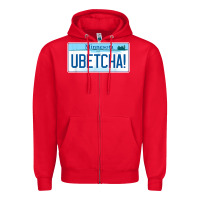 Red ubetcha (you betcha) minnesota license plate t shirt Zipper Hoodie - linhVisuals