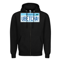 Black ubetcha (you betcha) minnesota license plate t shirt Zipper Hoodie - linhVisuals