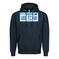 Navy ubetcha (you betcha) minnesota license plate t shirt Zipper Hoodie - linhVisuals