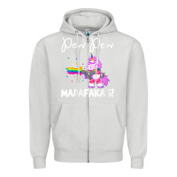 Dove Grey womens pew madafakas funny fantasy unicorn with rainbow gun   white v Zipper Hoodie - linhVisuals