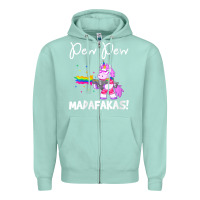 Seafoam womens pew madafakas funny fantasy unicorn with rainbow gun   white v Zipper Hoodie - linhVisuals