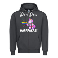 Smoke womens pew madafakas funny fantasy unicorn with rainbow gun   white v Zipper Hoodie - linhVisuals