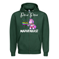 Sports Green womens pew madafakas funny fantasy unicorn with rainbow gun   white v Zipper Hoodie - linhVisuals